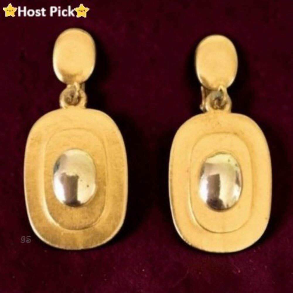 Striking 1960s FLORENZA Tow-Tone Clip‑On Earrings - Sculptural MCM Design